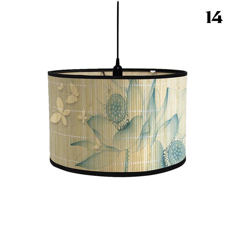 Chinese Retro Style Handmade Bamboo Lamp Shade  Flower Print Lampshade Home Decor Chandelier E27 Lampshade Crafts