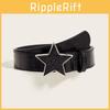 Punk Pu Style Leather Belt With Star Decor And Snap Fastener For Teens Adults