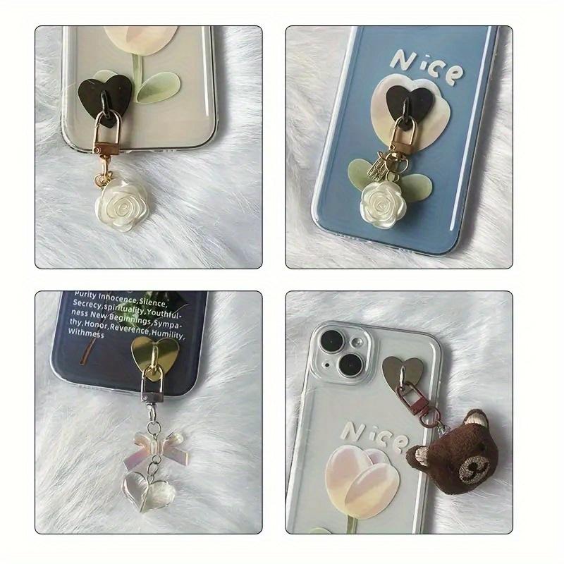 10/8/6/4/2/1PCS Adhesive Metal Heart Phone Charm Holder Mobile Phone Case Finger Ring Stand Hook Buckle Charm Clasp Accessory