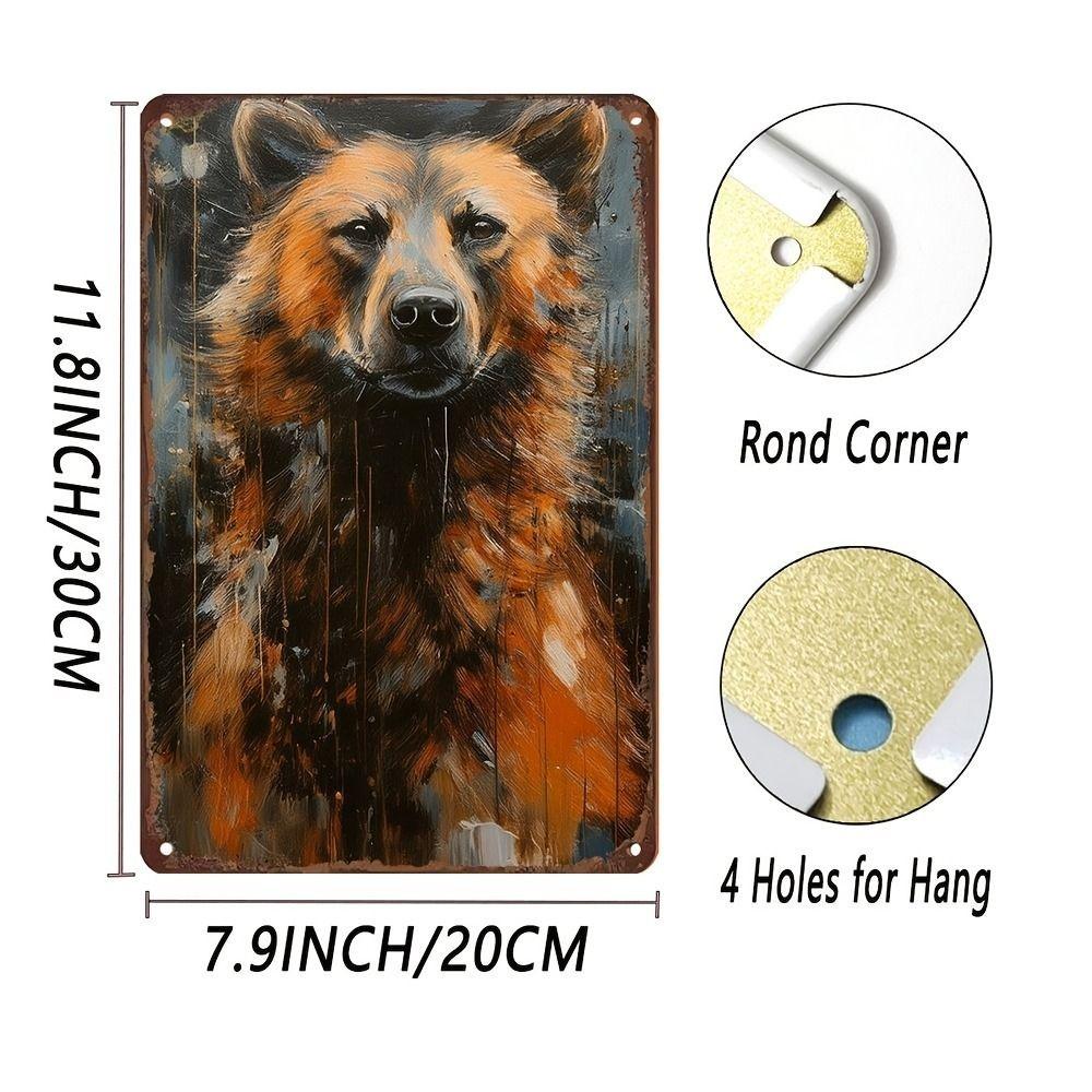 Retro Black Bear Mist Art Tin Sign 20x30cm Dramatic Wall Decor