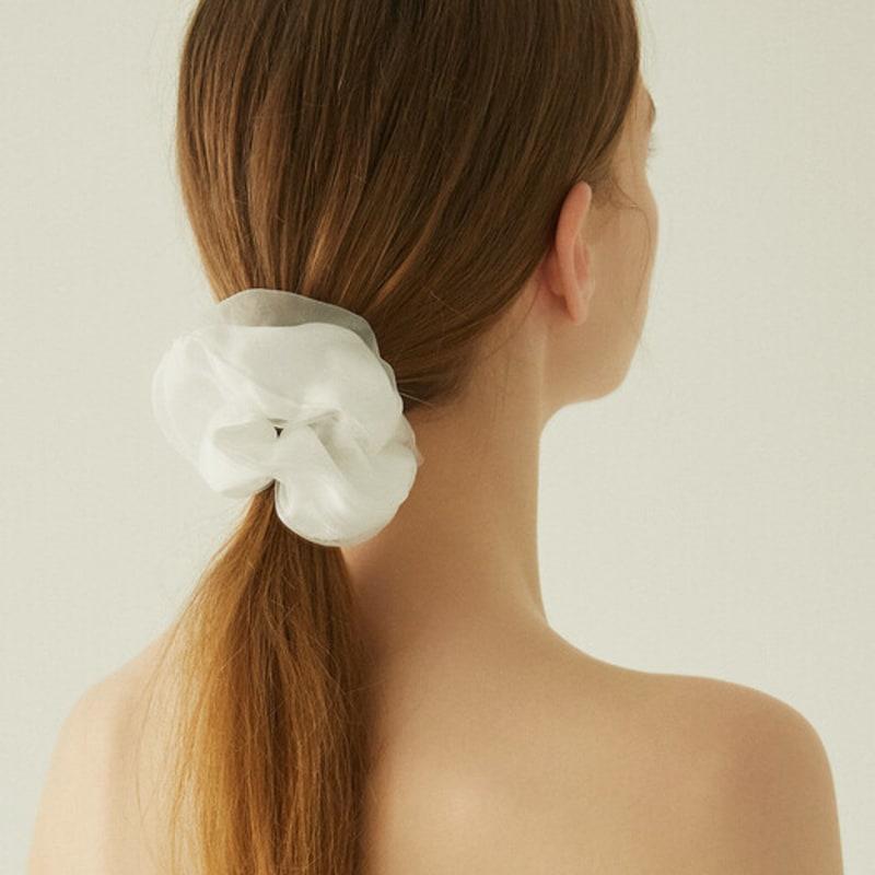 J.ESTINA LALA J Organza Hair Scrunchie - Pure White (JALJHS2BF817FA000)