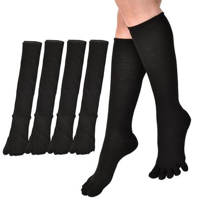 Knee Sizes Set of 4 Number Cotton [NAKAMAJITA] Five-Toe Socks, 22-25cm, Black, (JP, Size, 22.0 Cm, 25.0 Cm, Standard, Blend, Black)