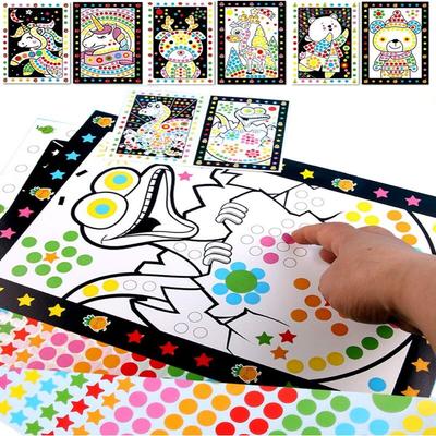 10 Blatt/Los Lustige Punkt-Puzzle-Aufkleber Für Kinder Niedliche Cartoon-Tierzeichnung Mosaik-Aufkleber Kinder Frühpädagogik Geduldstraining Spielzeug