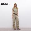 Only Women's 2025 Summer Solid Spliced Fabric Slim Fit Round Neck T-Shirt