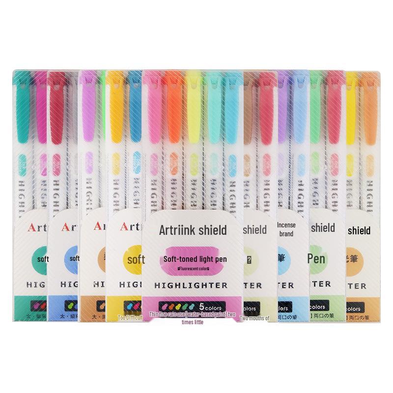 INS Style Dual-Tip Fluorescent Highlighter - Non-Bleed, High Visibility Pen for Planners