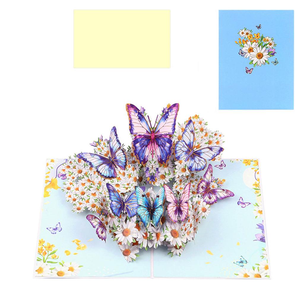 Greeting Card with Envelope Florals and Butterfly 3D Popup Blessing Card Birthday Card for Mother Girlfriend Daughter