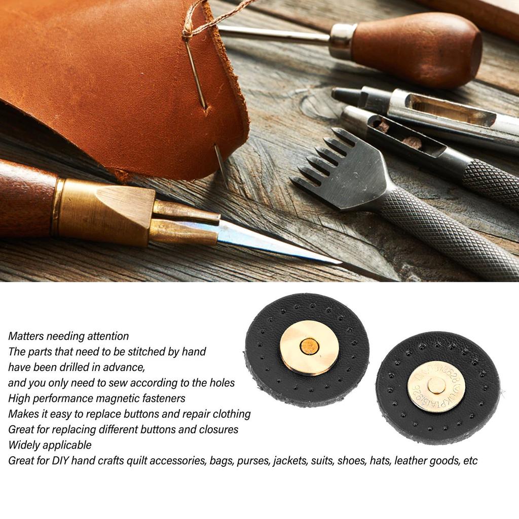 20 Sets Magnetic Snap for Leather Purse Bag Fastener Clasp Strong Magnetic Buttons DIY Craft Sewing Kit with Installation Tool
