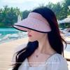 2025 New Korean Version of Water Ripple Pattern Eaves Face Cover Empty Top Hat Summer Outdoor UV Protection Sun Hat Fashion
