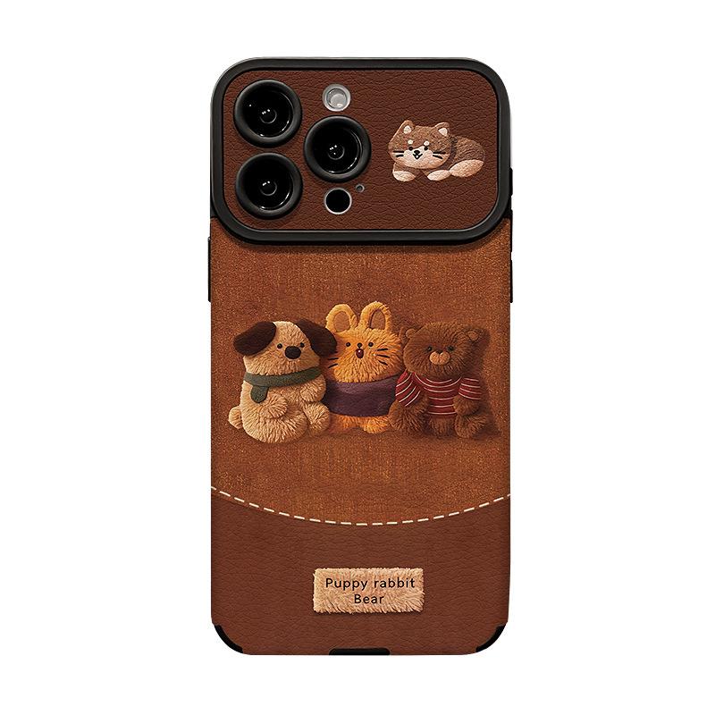 Three cats pendant for apple 17 autumn and winter mobile phone case iphone15 new 16 silicone sheepskin 14promax