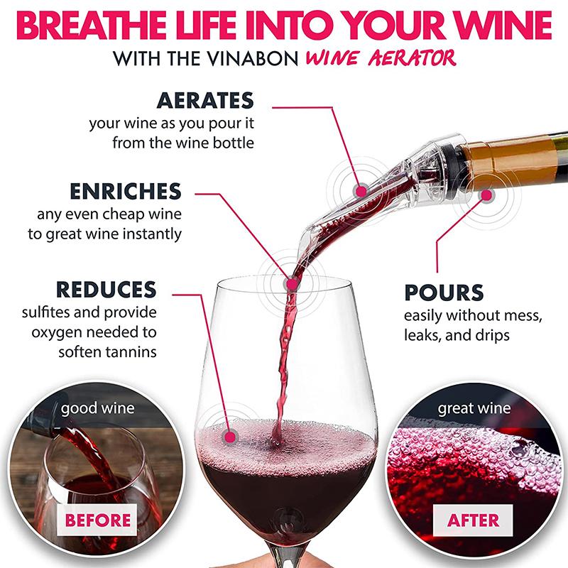 Wine Aerator Pourer Spout 2-in-1 Attaches To Any Wine Bottle for Improved Flavor Red Wine Decanter with Aerator JT73