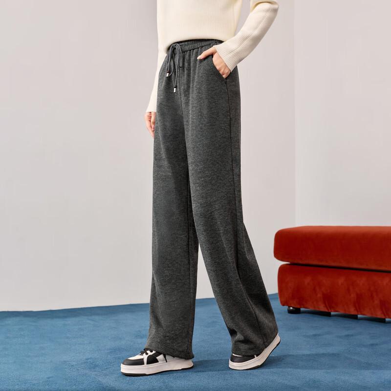 IEF Women's Korean Style Fleece-Lined Wide-Leg Trousers