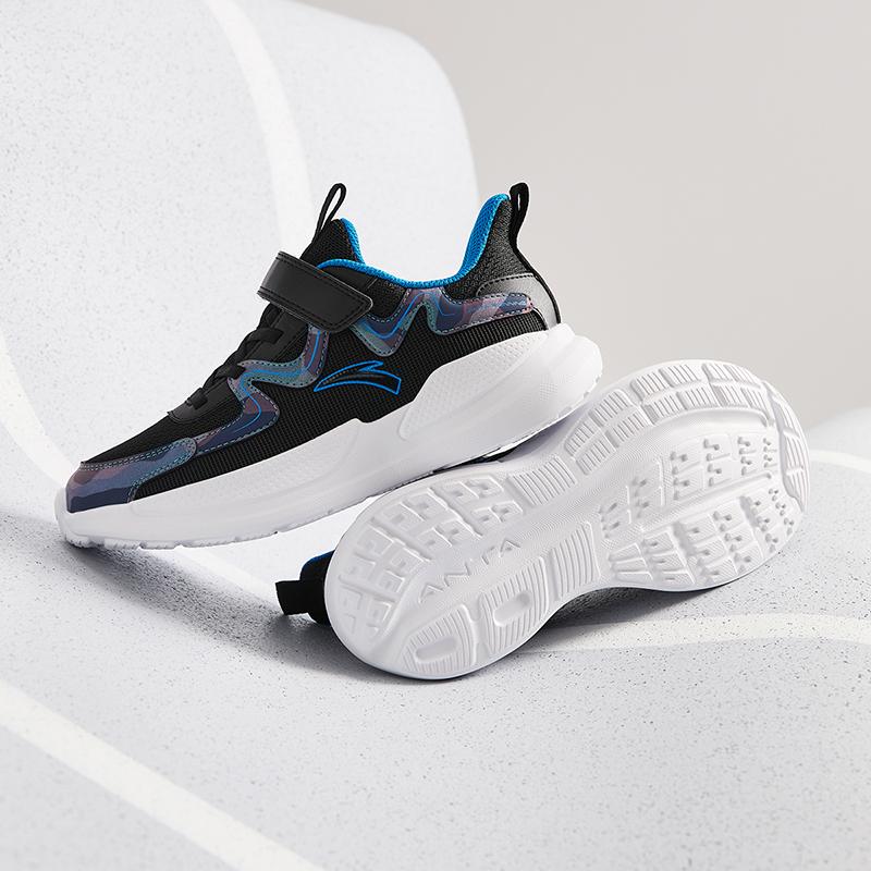 Anta Kids Synthetic Leather Comfortable Simple Non-Slip Wear-Resistant Low-Top Running Shoes Men sneaker Black Harmony-Blue A12445555-3