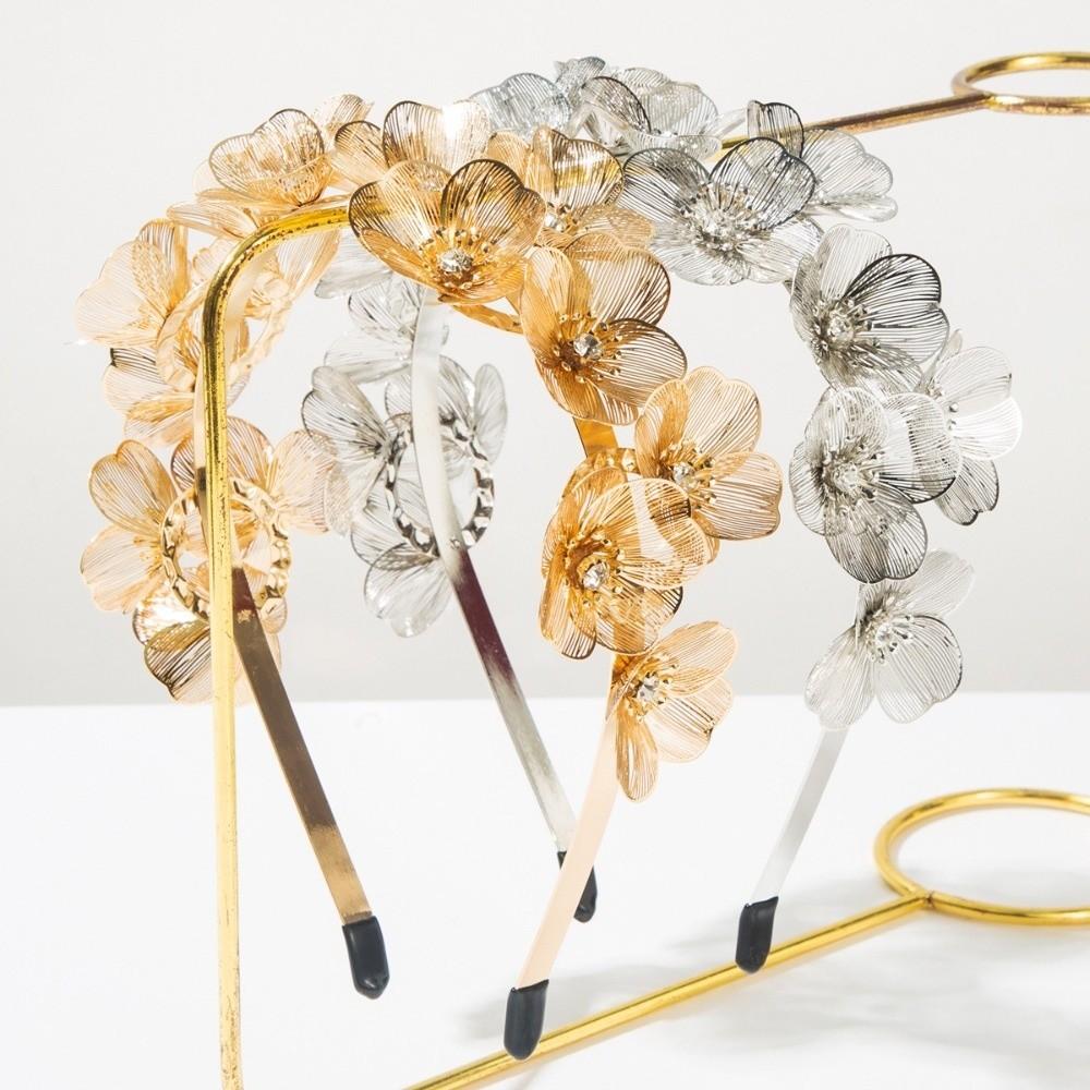 Elegantes Schwerindustrie-Blumen-Stirnband Party-Kopfschmuck Schmuck Geschenk Braut-Stirnband Goldfarbe Blumen-Haarbänder Ballparty