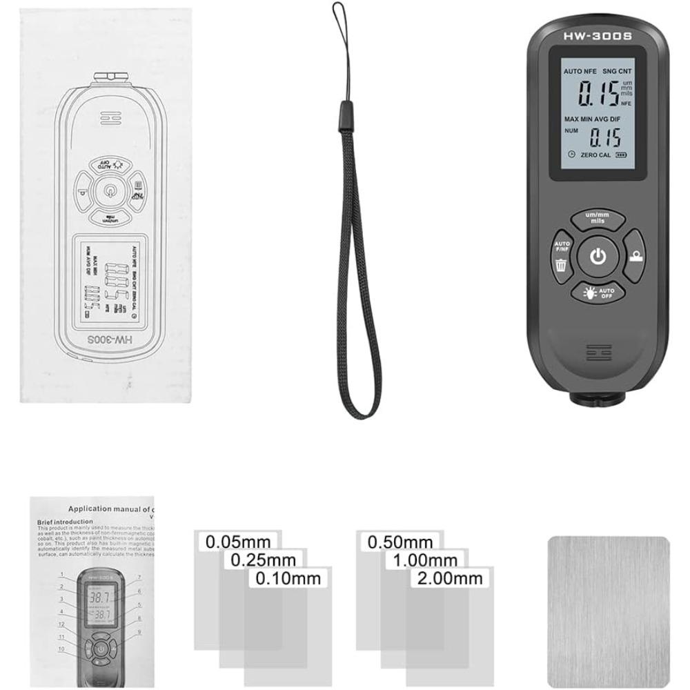Digital Paint Thickness Gauge Paint Depth Meter For W/Calibration Sheet Coating Thickness Measurement Resolution 0.01mi Digital Meter Car Pack of 1