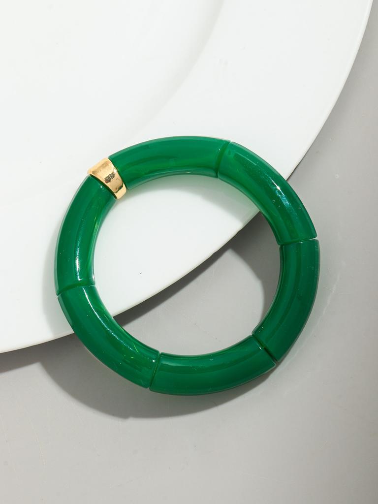 Bohomia Acryl-Design-Stil, klobiges, stapelbares Bambus-Armband für Frauen, Boho, elastisch, bunte Röhrenperlen-Armbänder, 2024 Schmuck