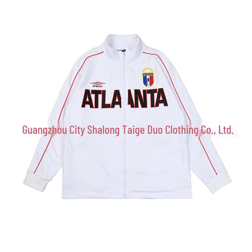 

American Trendy SP5DER Patchwork Men s Polo Shirt & Embroidered Hoodie Jacket L