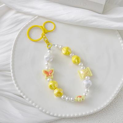 1Pc New Fashion Candy Colorful Pendant Keychain Buckle Bag Handmade Accessories Beaded Mobile Phone Keychains