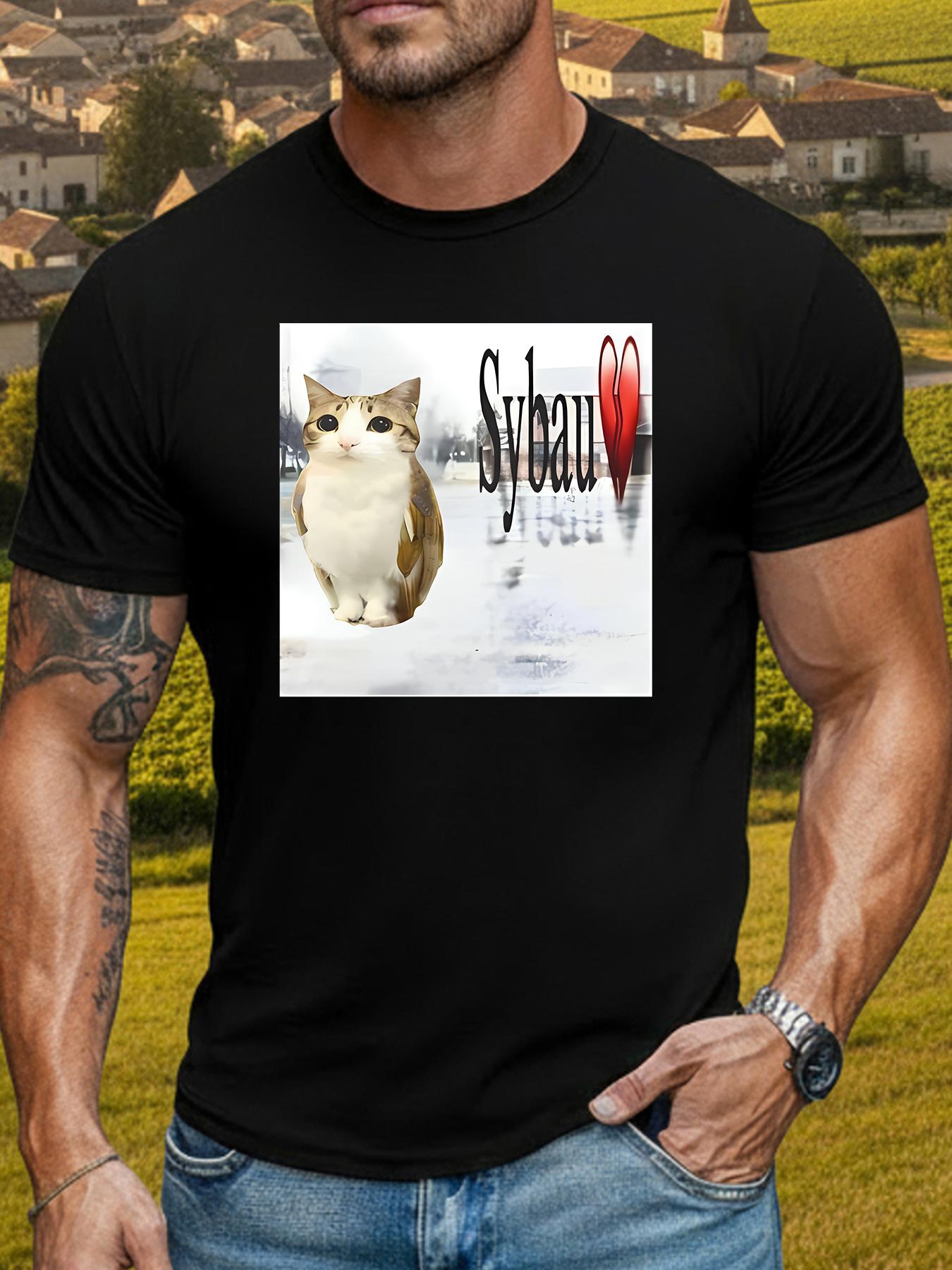 Meowl + SYBAU Men s Funny Cat Meme T-Shirt with SYBAU Logo Design - Meme Tee Graphic XL