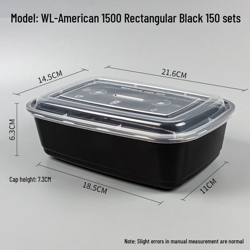 

Rectangular Disposable Plastic Takeout Meal Box with Lid