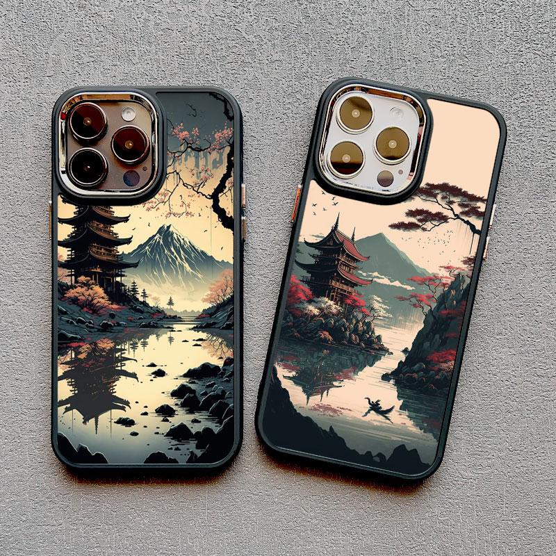 Japanese Aesthetic Mount Fuji Landscape Phone Case For iPhone 13 12 11 Pro Max 14 7 8 Plus XR XS X 15 16 Pro Max Silicone Cover