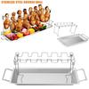 Suporte de Aletas de Frango em Aço Inoxidável com Bandeja Coletora para Churrasco Cozinhar ao Ar Livre Aletas