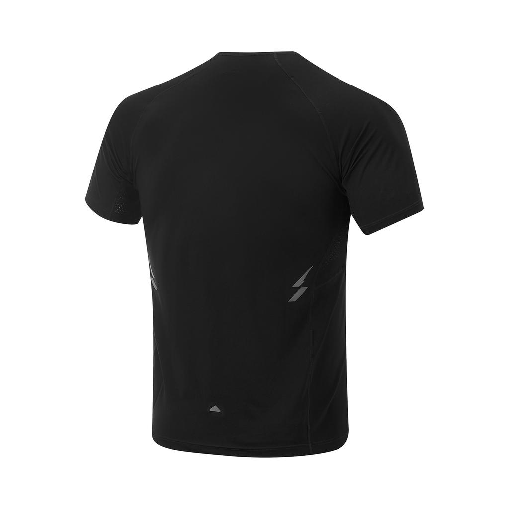 Li Ning Running Series Raglan Logo Round Neck Pullover Slim Fit Quick Dry Breathable Short Sleeve T-Shirt Men T-Shirts Black ATSV005-1