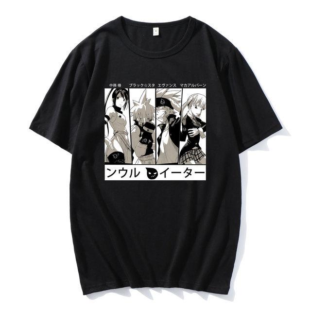 Cross-border new pure cotton two-dimensional animation soul eater printed men's clothing loose casual Japanese T-shirt men's short sleeves ins