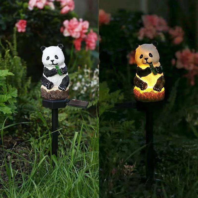 1 Pcs Solar Led Light Outdoor Solar Lights Panda Waterproof Outdoor Statue Lamp LED Lawn Ground Animal Lamps Garden Decoration