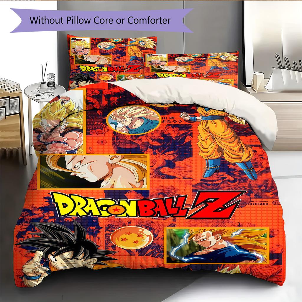 DBZ Decor Pattern Bedding Quilt Set Quilt Cover Pillowcase Home Decoration Birthday Gift (1 * Duvet Cover + 2 * Pillowcase, Without Core)