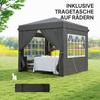 Gazebo Pop-Up 2,5 x 2,5 m con Pareti Laterali e Borsa per il Trasporto, Tenda da Giardino UPF50+ Regolabile in Altezza, Grigio Scuro