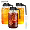  64OZ Glass Water Jug with Handle and Lid 1/2/3 Set Heavy-Duty Pitcher for Iced Tea Juice -Dishwasher Safe with Brush