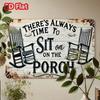 Vintage Tin Wall Sign Time To Sit On Porch Decor Metal Art Home Gift