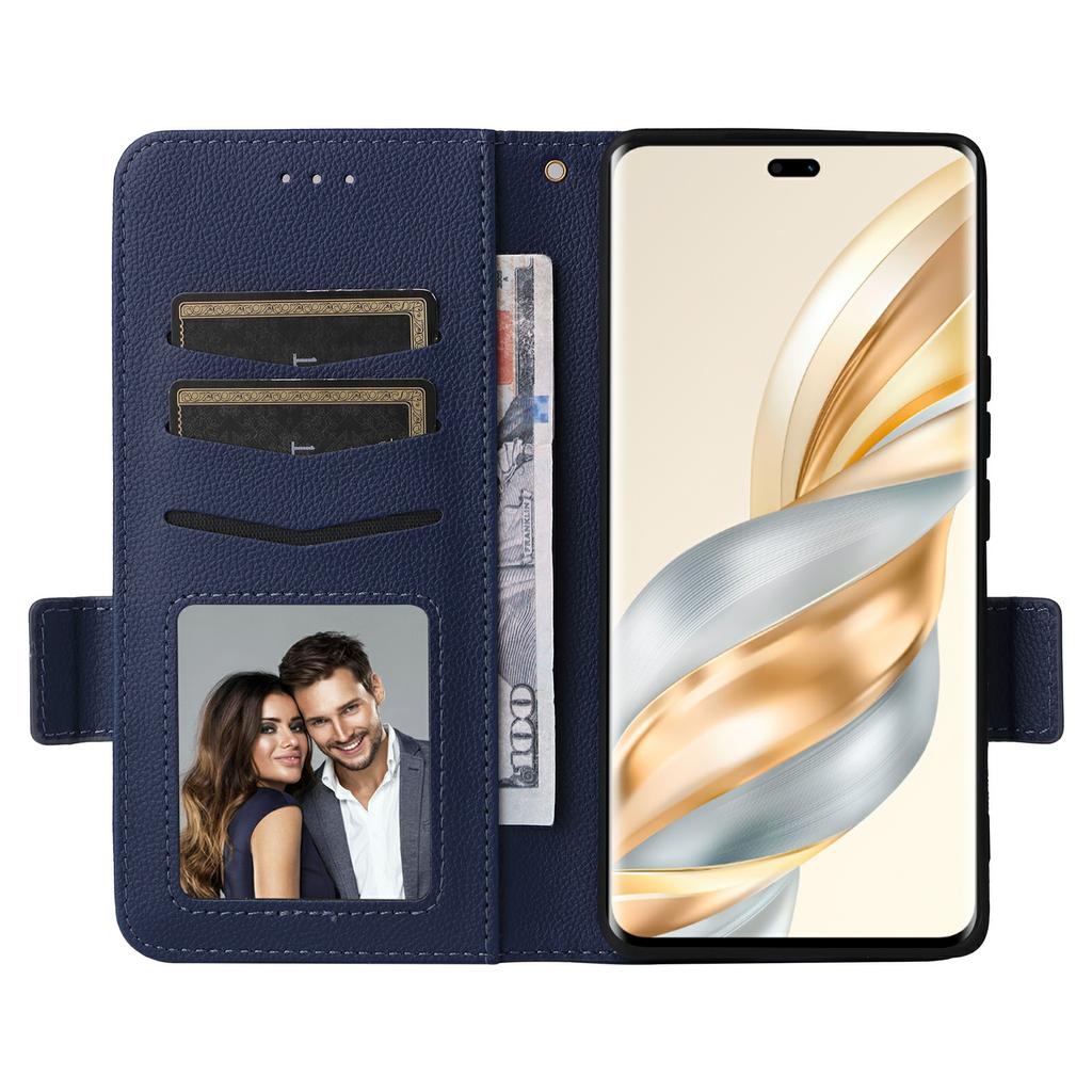 Leather Case with Wrist Strap for Honor X9c 5G/Magic7 Lite 5G/X60 Pro 5G Litchi Texture Wallet Phone Cover