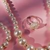 Flower Charm Pearl Elastics Bracelet Acrylic Necklace Bracelet Ring  Gifts