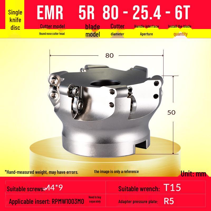 EMR Face Milling Round Nose CNC Tool Holder BT40 R5 Extended Cutter Head