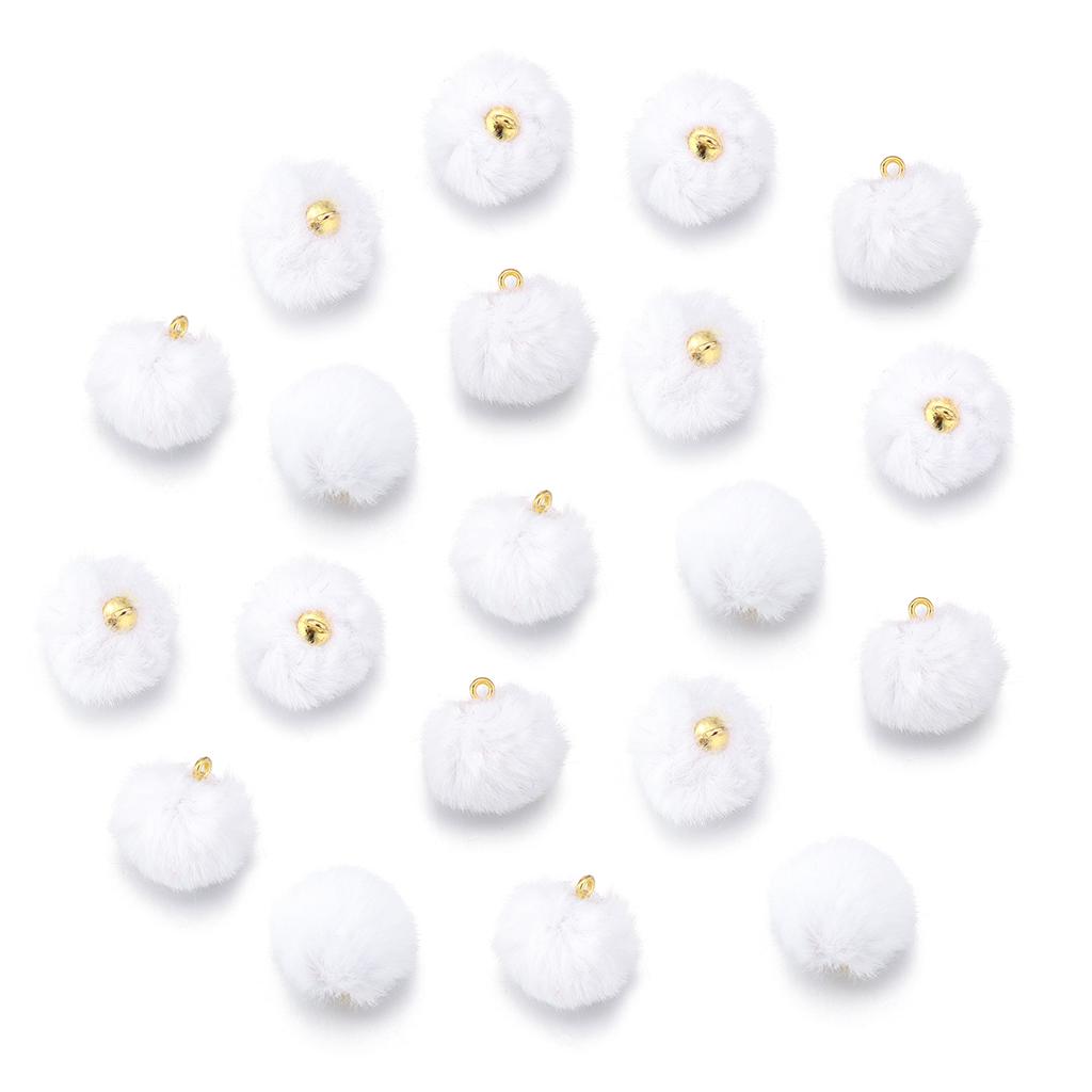 20pcs Plush Fur Covered Ball Beads Charms Imitation Rabbit Fur Pompom Pendant For Jewelry Making DIY Necklace Bracelets Earrings