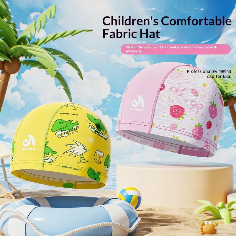 Kinder Niedlicher Aufdruck Badekappe Weicher Atmungsaktiver Stoff Badekappe Für Kinder Jungen Mädchen Sommer Strand Pool Wasserpark