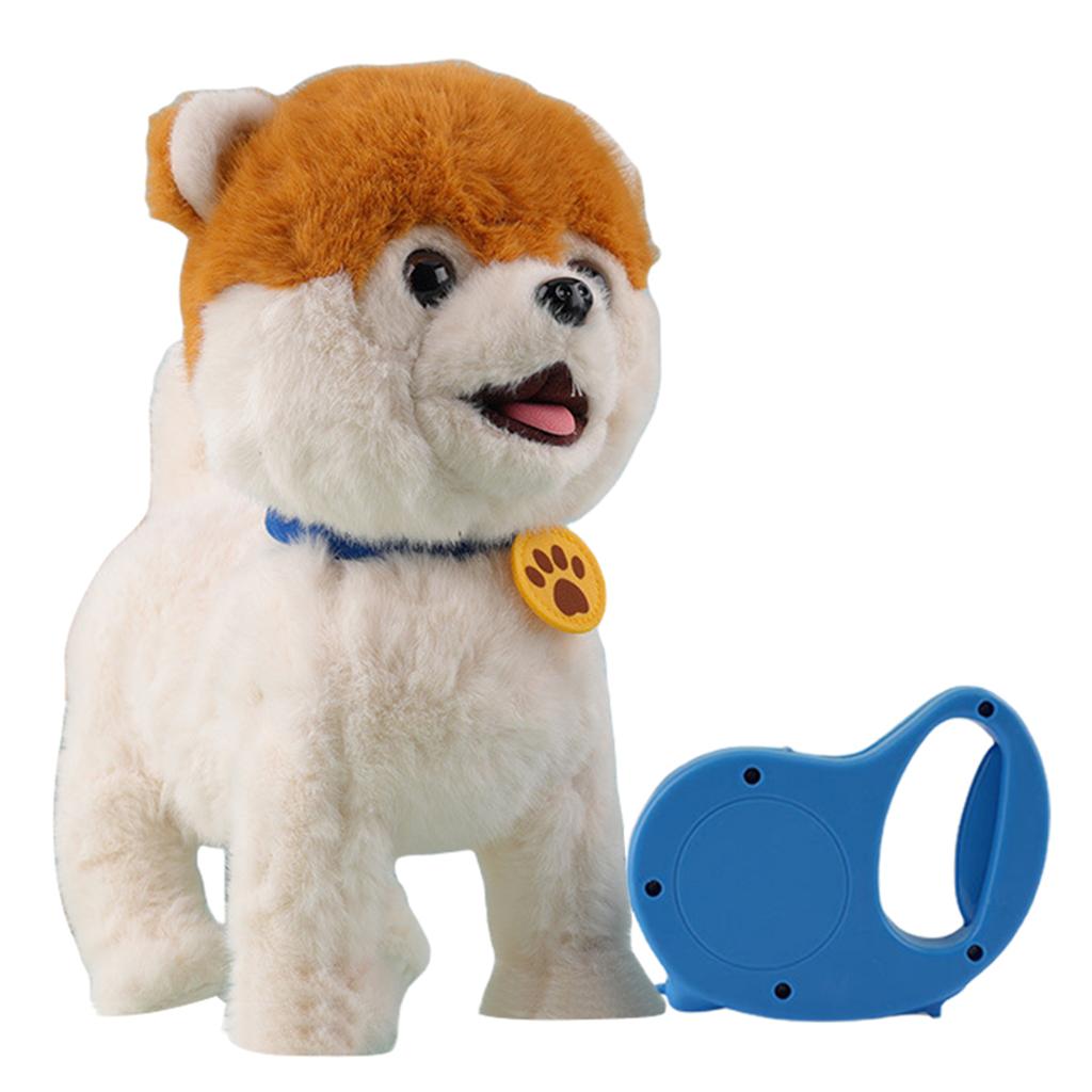 Stuffed Animals Realistic Robotic Puppy Tail Wagging Interactive Plush Robot Dog Soft Plush Barking Walking Dog Toy Kids Gift