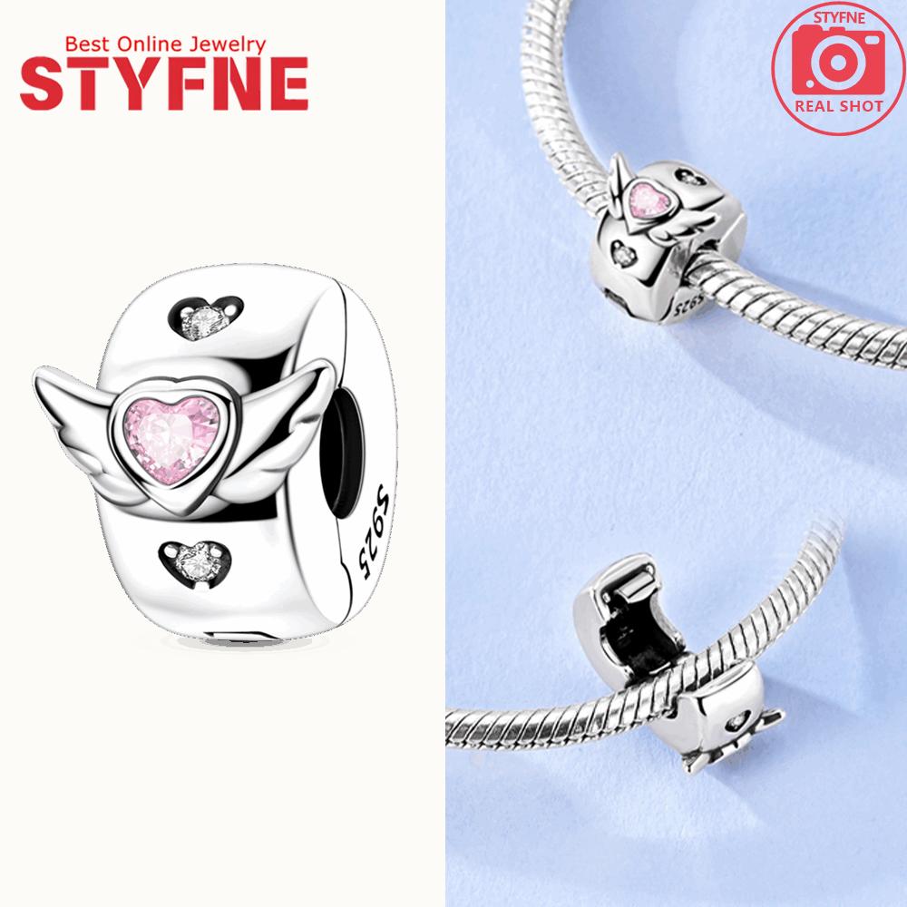 Charms 925 Silver Pink Love Zircon Wings Fixed Clip Pumpkin Carriage Blue Elephant Beads Fit Diy Bracelet Gift Jewelry Making
