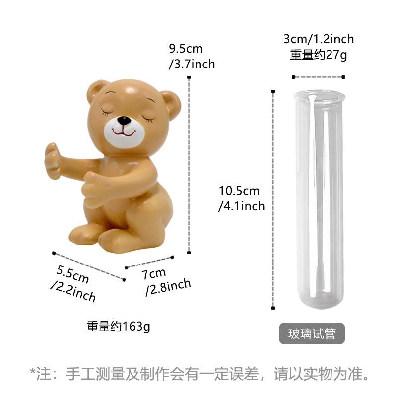 

Flowers Plant Propagation Bear Holder Test Tubes Vase Bouquet Hydroponic Vase Tabletop Figurines Gifts for Plant Lovers