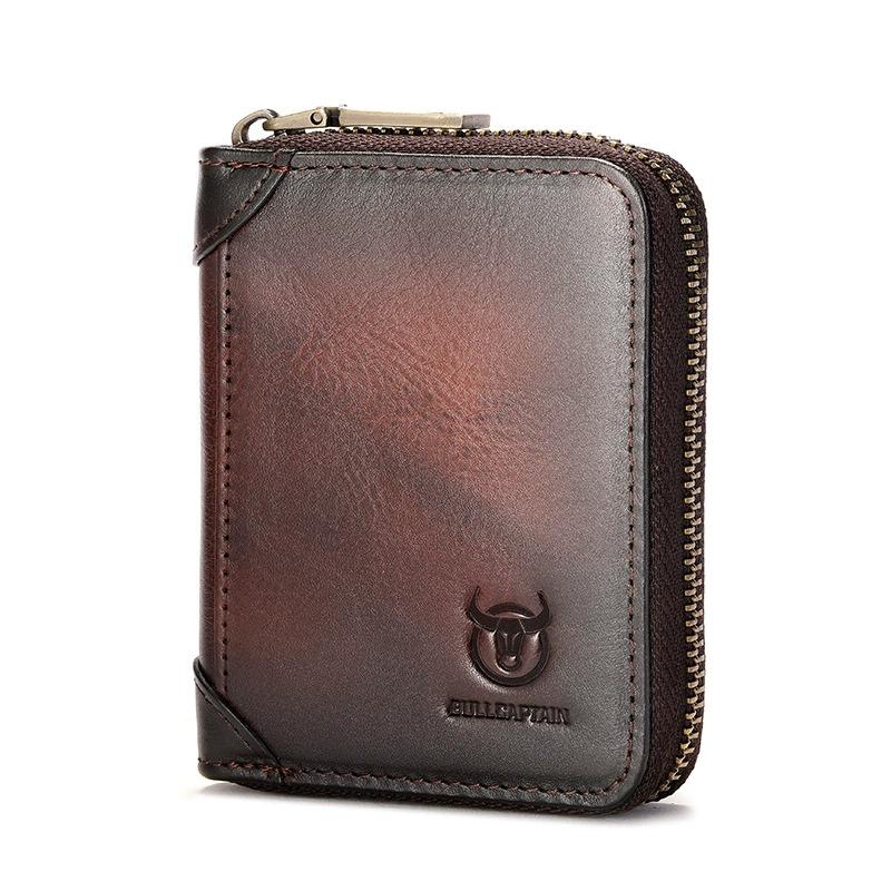 BULLCAPTAIN Leather Men's Key Bag Wallet  Fashion Storage Bags Car Cover Compact Mini Card Holder Coin Purse Man Butler Keychain