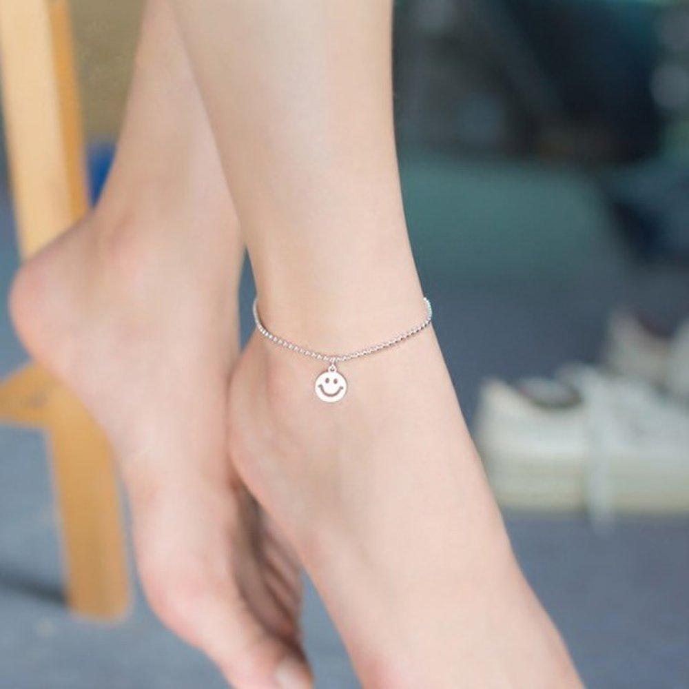 Hermosa J A016 Silver 925 Silver Anklet Silver Anklet Silver Ball Anklet Smile Anklet Daily Layered Anklet