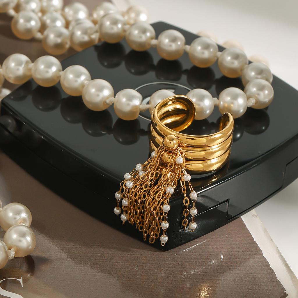 Yori High Quality Stainless Steel Metal Tassel Handmade Ring 18K PVD Plated Exclusive Design Fashion Jewelry Accessories