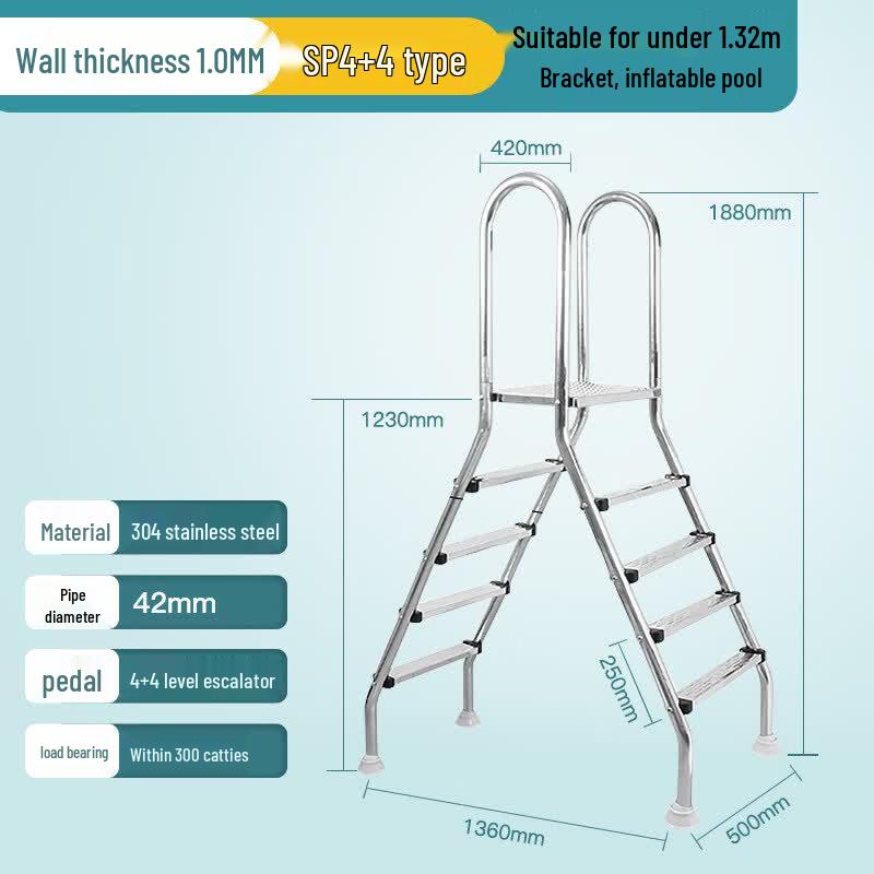 Jundingying Detachable Double-Sided Stainless Steel Pool Ladder