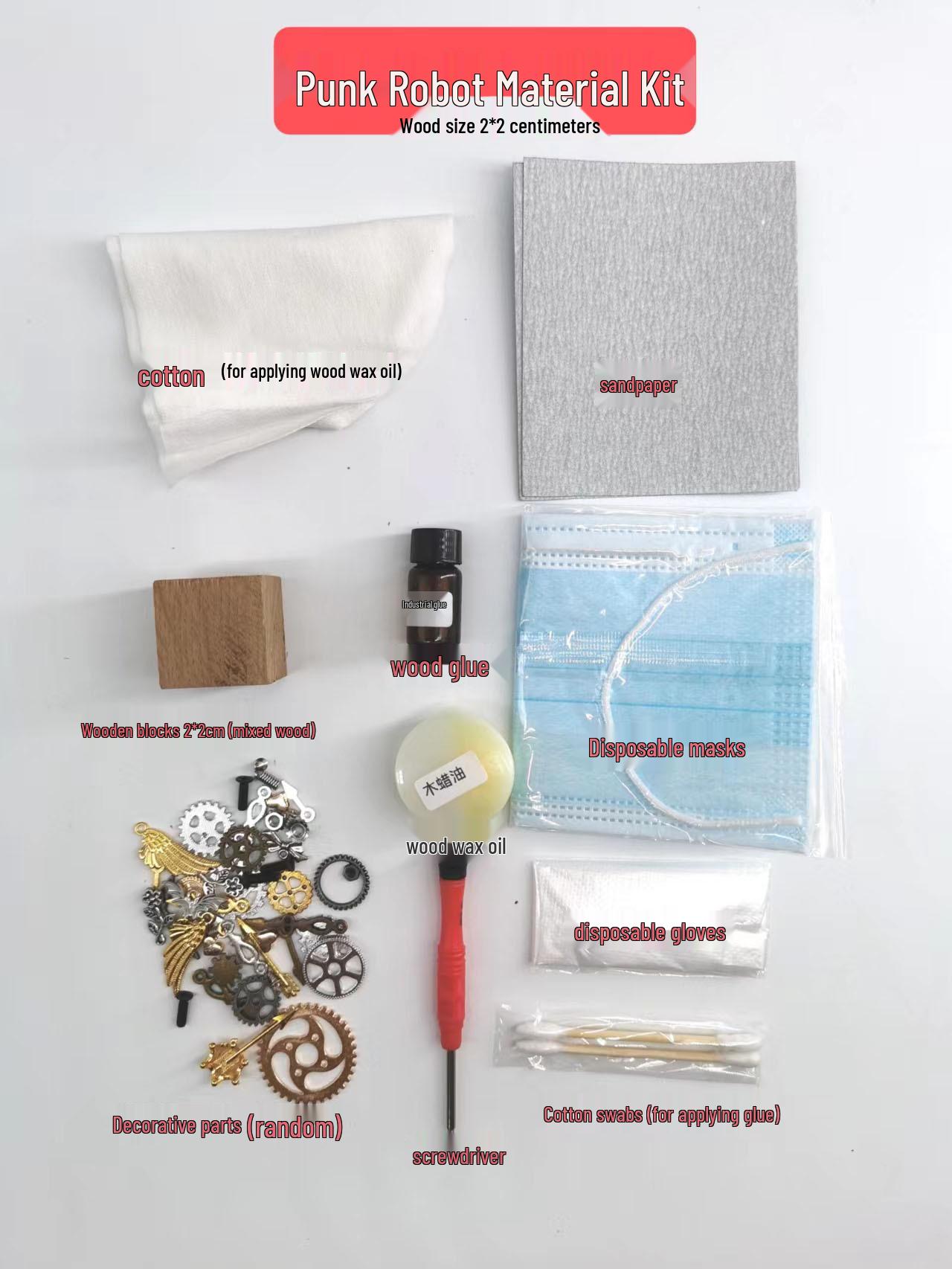 Wood Punk Robot Car Air Freshener DIY Kit for Workshops and Team Building