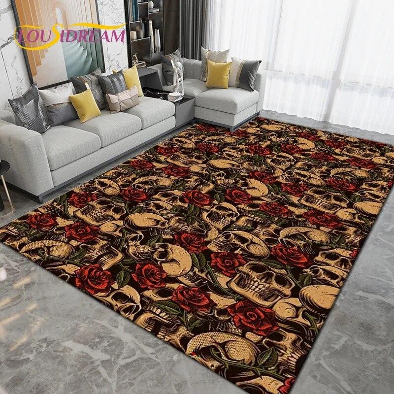 Gothic Witchcraft Skull Skräck Area Matta,Mattmatta för Vardagsrum Sovrumssoffa,Kök Badrum Dörrmatta Halkfri Golvmatta Present