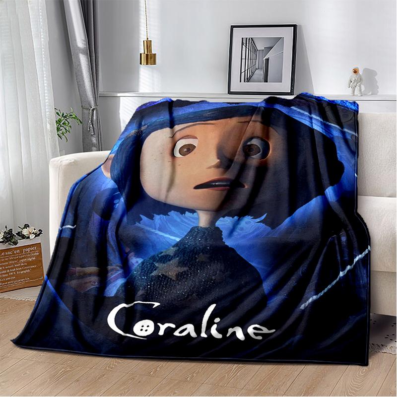 New Coraline Horror Cartoon Gift Soft Flannel Blanket,Throw Blanket Comfortable Blanket for Beds Sofa Home Bedroom Kids