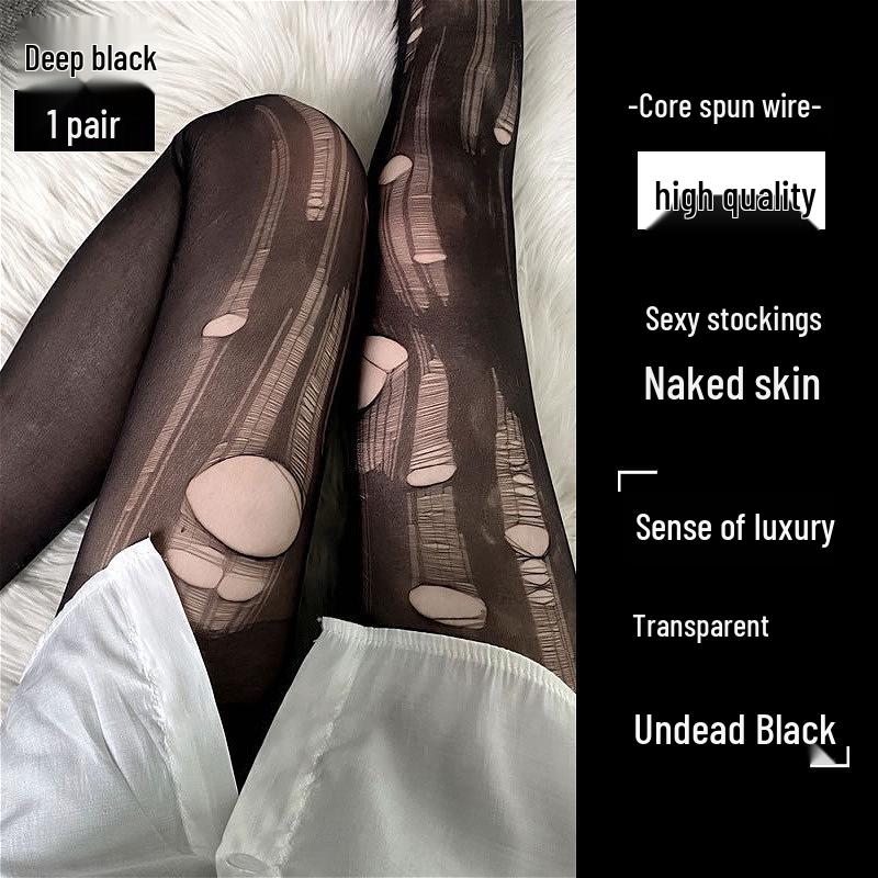 Women's Transparent Lace Trim Garter Stockings - Sexy, Tempting Hollow Out Design