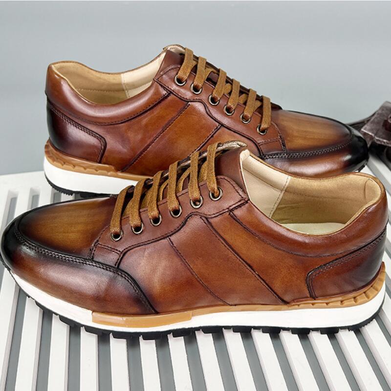 Fashion New Handcrafted sports leather top layer cowhide fashion lace-up polished color business casual shoes Zapatos Hombre  a31