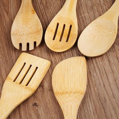 8pcs Natural Bamboo Spatula Spoon Kitchen Gadgets Long Handle Kitchen Utensil Set Cooking Tools Non Stick Pan Spatula Household